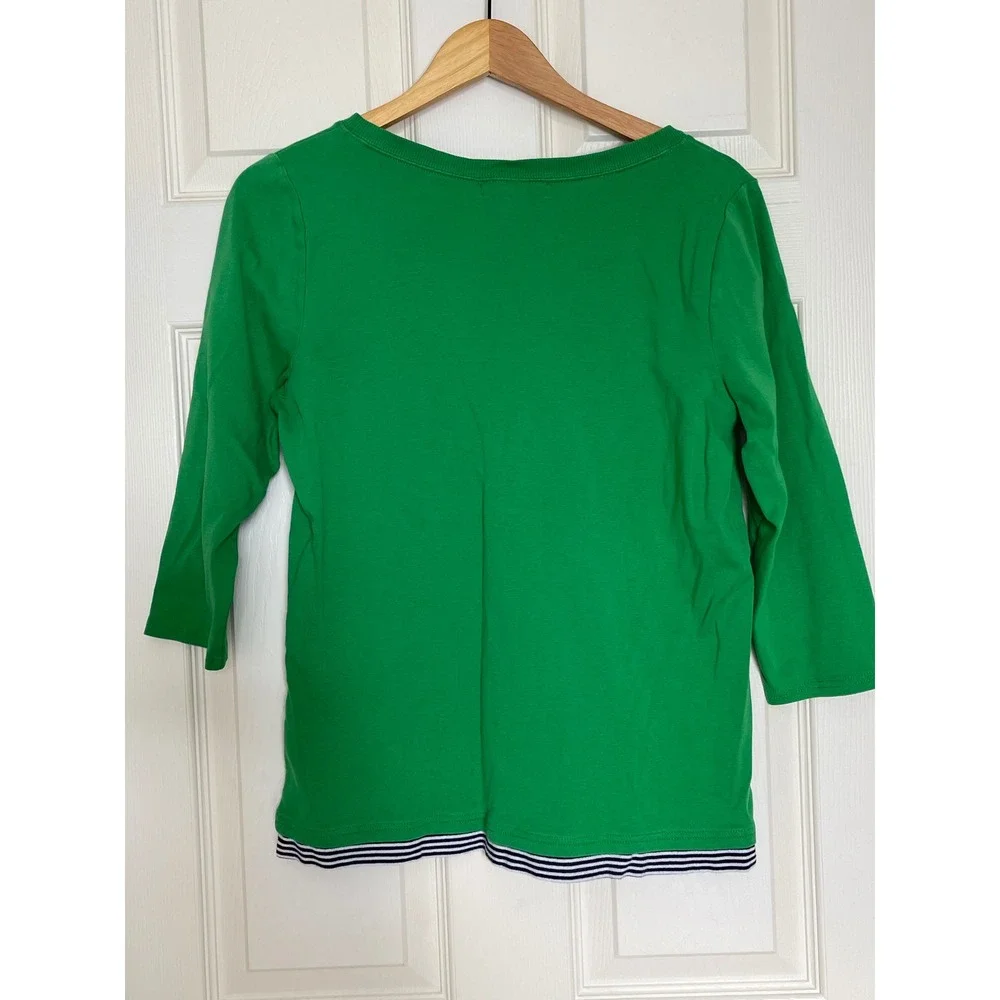 Lauren Ralph Lauren Green V‎ Neck Layered Top XL Cotton